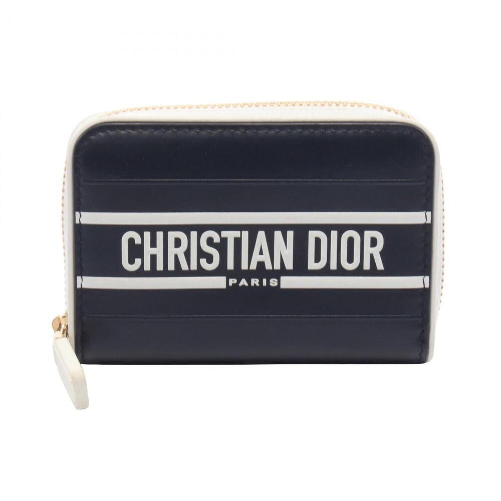 Christian Dior Dior VIBE Round Wallet, Leather, Women's, Navy/White